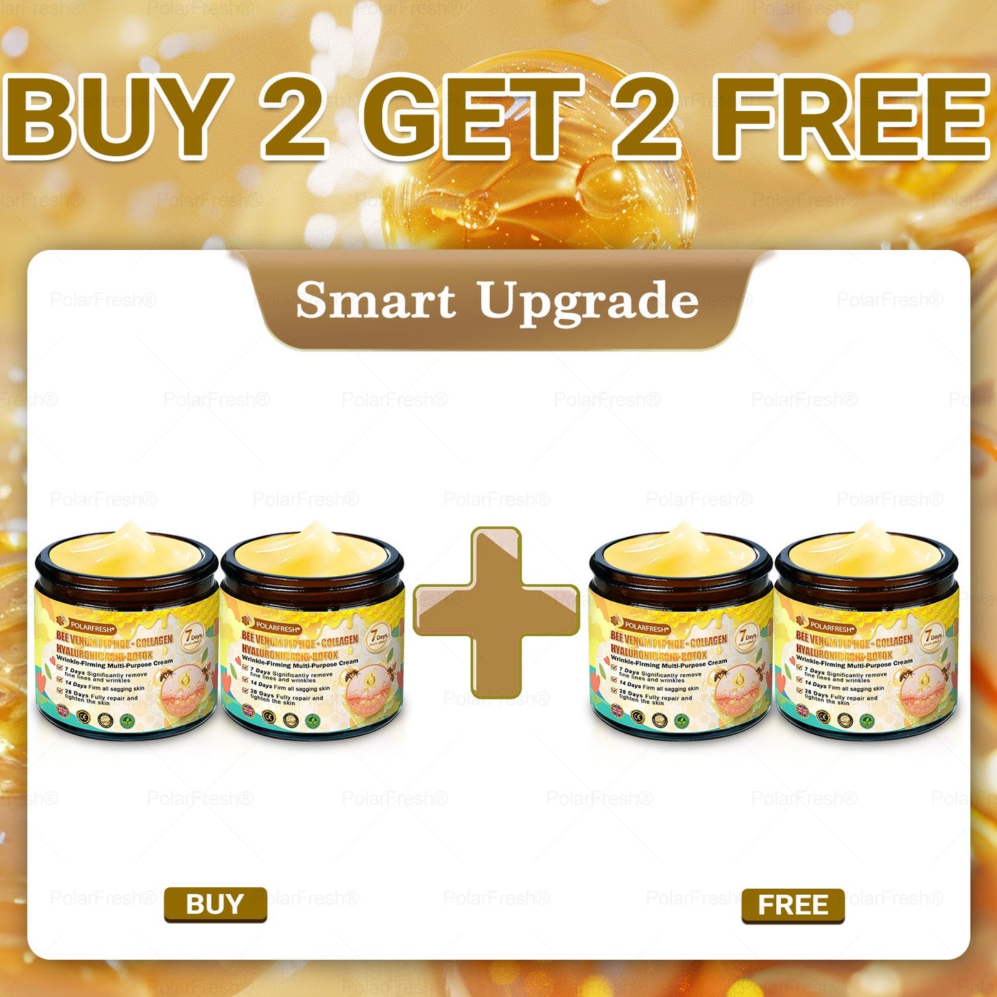 🔥 Made & Shipped from UK | Clinically Proven: PolarFresh® Bee Venom Wrinkle-Firming Multi-purpose Cream with bee venom peptides, botulinum toxin, hyaluronic acid, and collagen💧. Targets wrinkles, fine lines, sagging, stretch marks, dark spots and more