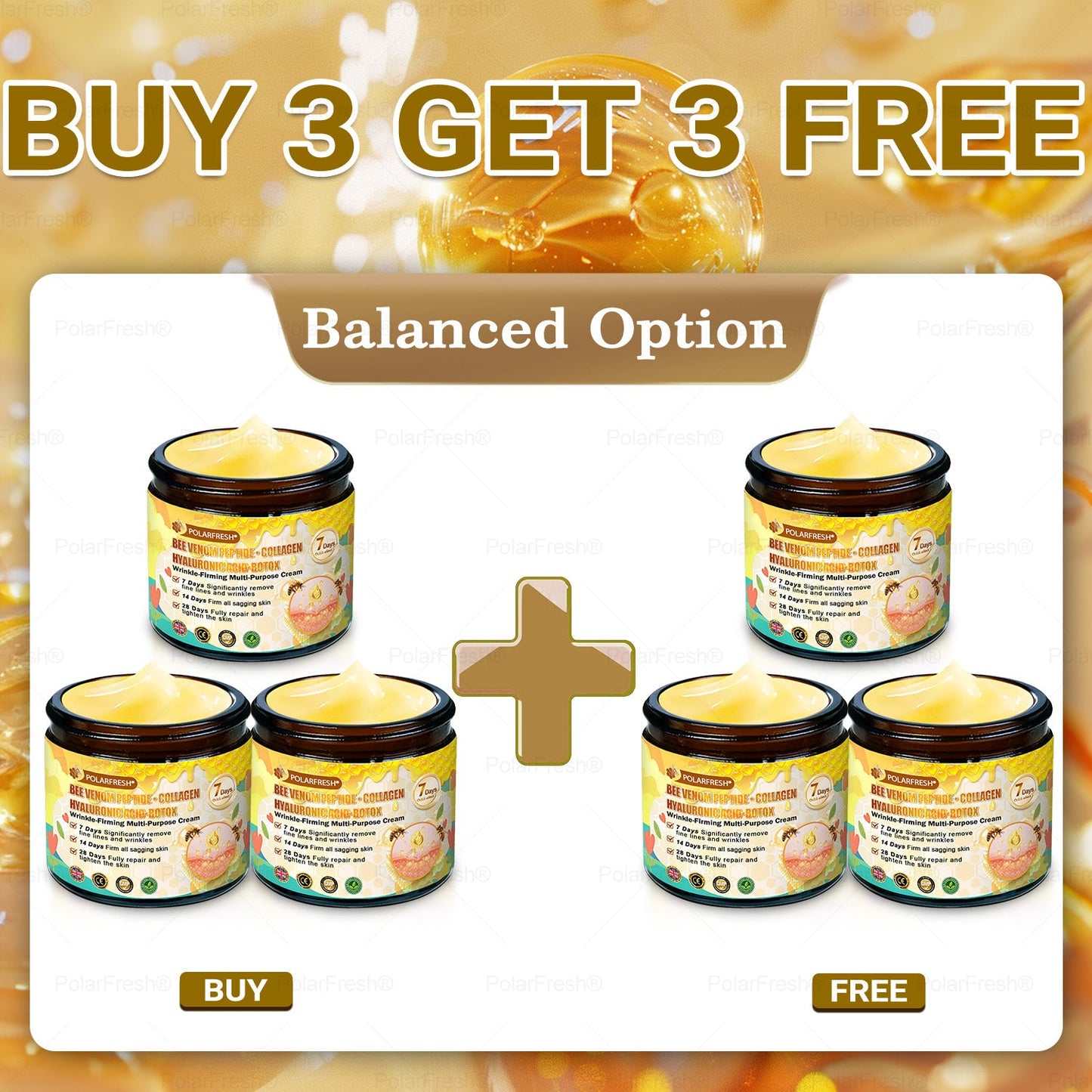 🔥 Made & Shipped from UK | Clinically Proven: PolarFresh® Bee Venom Wrinkle-Firming Multi-purpose Cream with bee venom peptides, botulinum toxin, hyaluronic acid, and collagen💧. Targets wrinkles, fine lines, sagging, stretch marks, dark spots and more