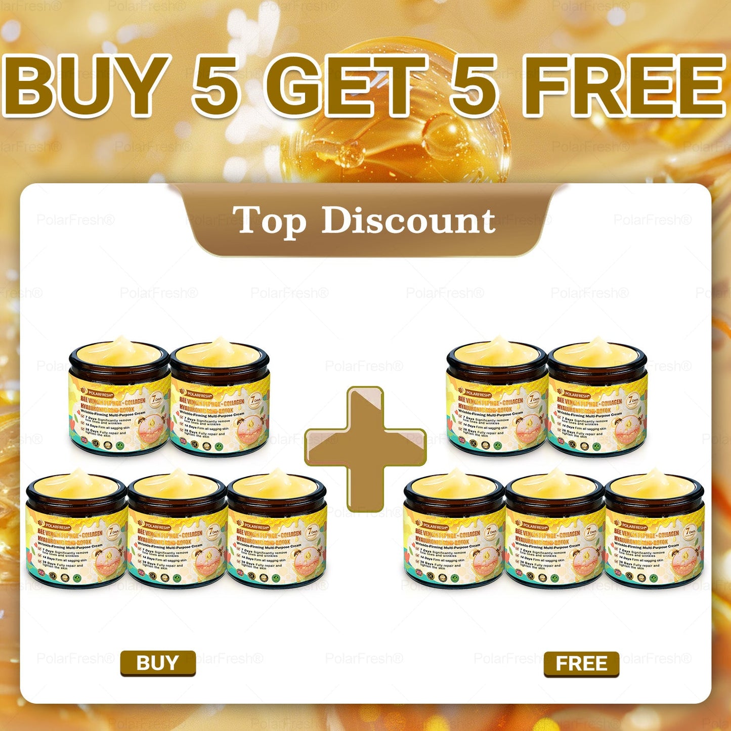 🔥 Made & Shipped from UK | Clinically Proven: PolarFresh® Bee Venom Wrinkle-Firming Multi-purpose Cream with bee venom peptides, botulinum toxin, hyaluronic acid, and collagen💧. Targets wrinkles, fine lines, sagging, stretch marks, dark spots and more