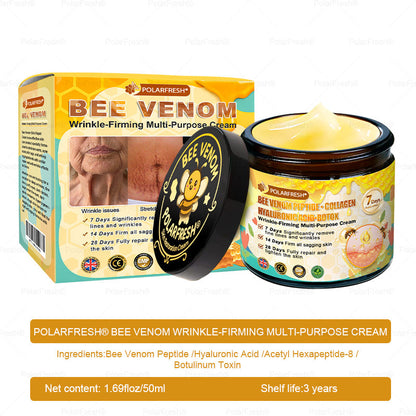 🔥 Made & Shipped from UK | Clinically Proven: PolarFresh® Bee Venom Wrinkle-Firming Multi-purpose Cream with bee venom peptides, botulinum toxin, hyaluronic acid, and collagen💧. Targets wrinkles, fine lines, sagging, stretch marks, dark spots and more