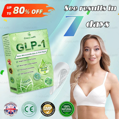 UK Clinically Proven|Official Store | CrazyLeaf® SMGT-GLP-1 Nano Microneedle Patch with Collagen & Matrixyl 3000 丨Targets Obesity, Loose Skin, High Blood Pressure, Diabetes, Fatty Liver, Joint Pain, Brain Fog, Low Energy, Body Aches, and More