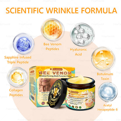 🔥 Made & Shipped from UK | Clinically Proven: PolarFresh® Bee Venom Wrinkle-Firming Multi-purpose Cream with bee venom peptides, botulinum toxin, hyaluronic acid, and collagen💧. Targets wrinkles, fine lines, sagging, stretch marks, dark spots and more